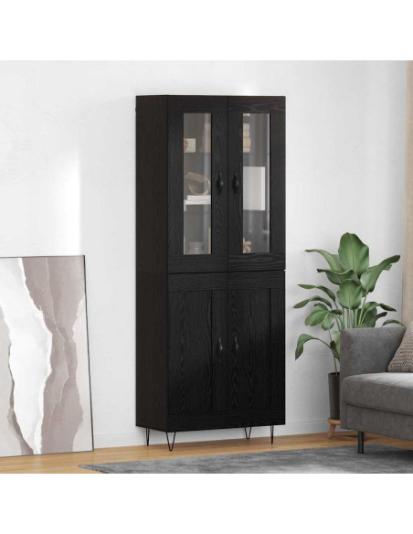 Credenza Rovere Nero 69,5 x 34 x 90 cm Legno multistrato