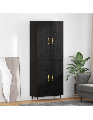 Credenza Rovere Nero 69,5 x 34 x 90 cm Legno multistrato