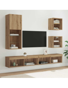 Unità a muro per TV con LED 5 pcs Rovere artigianale