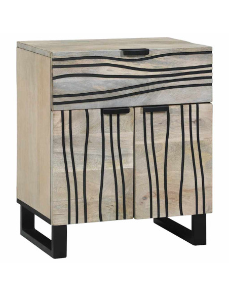 Armadio da Notte con cassetto Bianco e Nero 50 x 33 x 60 cm