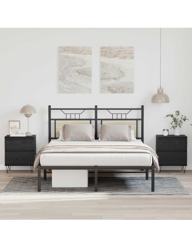 Armadietto per letto con cassetto Rovere Nero 40 x 35 x 50 cm