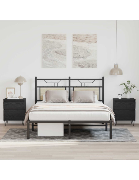 Armadietto per letto con cassetto Rovere Nero 40 x 35 x 50 cm