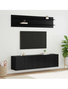 Unità TV Montaggio a parete 6 pcs Rovere nero Legno multistrato
