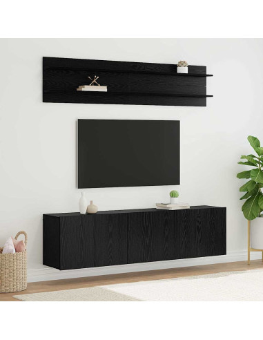 Unità TV Montaggio a parete 6 pcs Rovere nero Legno multistrato
