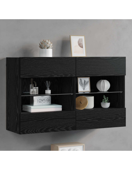 Mobile TV da parete Rovere Nero 98,5 x 30 x 60,5 cm