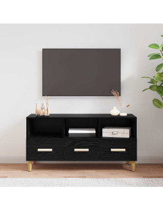 Mobile TV Rovere Nero 102 x 35,5 x 50 cm Legno multistrato