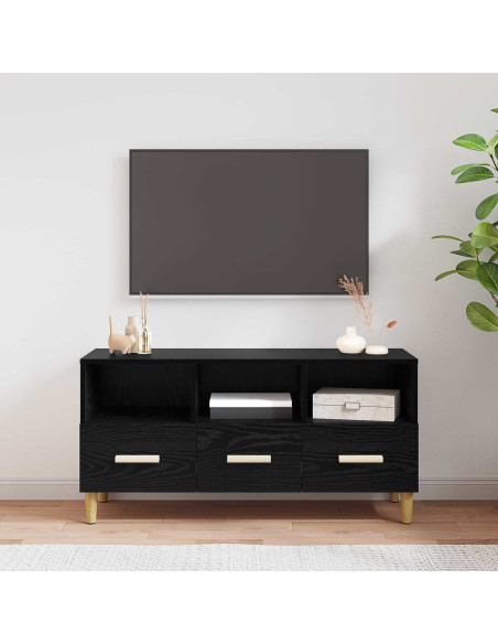 Mobile TV Rovere Nero 102 x 35,5 x 50 cm Legno multistrato