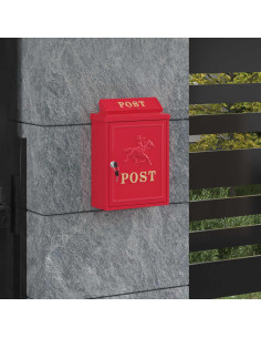 Cassetta Postale da Muro con porta Rosso 29 x 13 x 41 cm