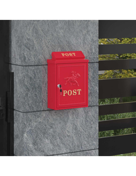 Cassetta Postale da Muro con porta Rosso 29 x 13 x 41 cm