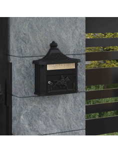 Cassetta Postale da Muro con porta Nero 40,5 x 16 x 45 cm
