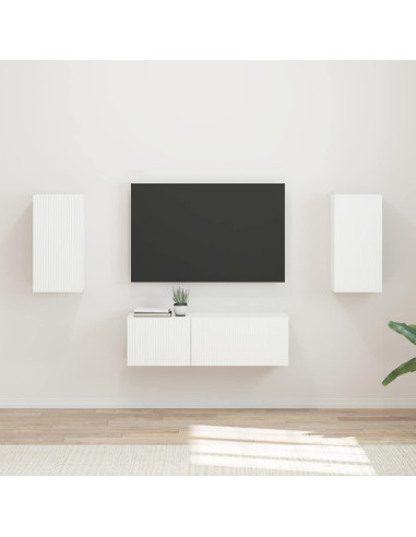 Set di Mobiletto da TV a Parete 4 pcs Bianco Legno multistrato
