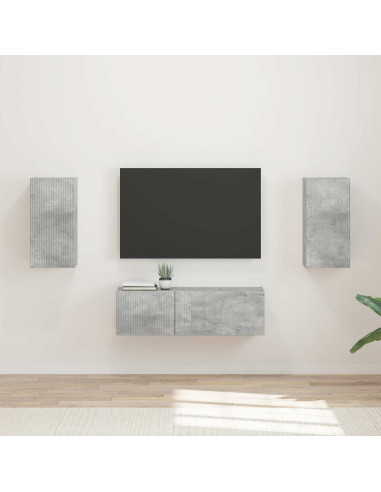 Set di Mobiletto da TV a Parete 4 pcs Grigio cemento