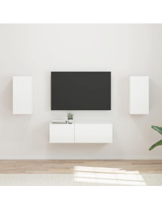 Set di Mobiletto da TV a Parete 4 pcs Bianco Lucido
