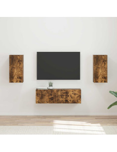 Set di Mobiletto da TV a Parete 4 pcs Rovere fumé