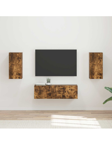 Set di Mobiletto da TV a Parete 4 pcs Rovere fumé