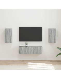 Set di Mobiletto da TV a Parete 4 pcs Grigio Sonoma