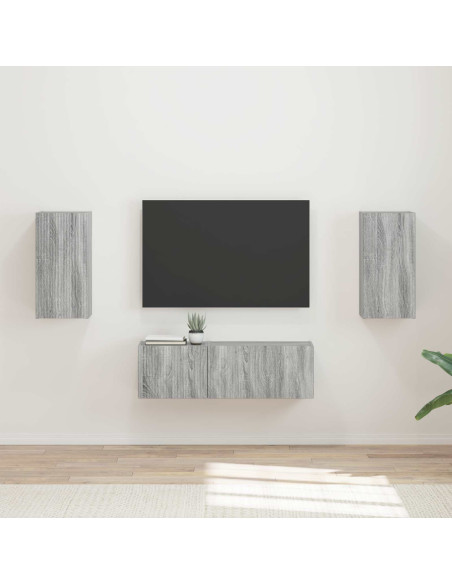 Set di Mobiletto da TV a Parete 4 pcs Grigio Sonoma