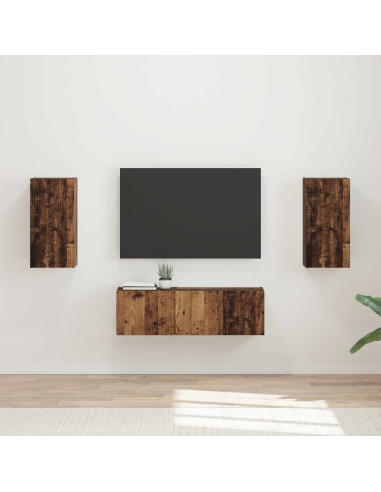 Set di Mobiletto da TV a Parete 4 pcs Legno vecchio