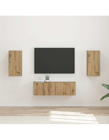 Set di Mobiletto da TV a Parete 4 pcs Rovere artigianale