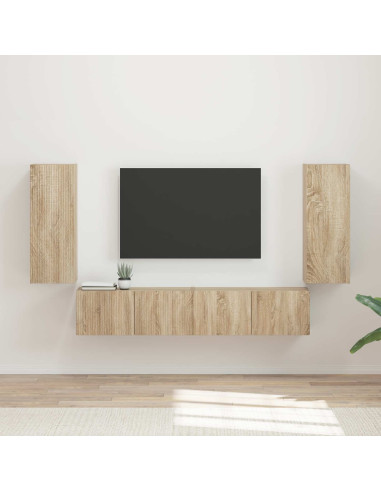 Set di Mobiletto da TV a Parete 4 pcs Rovere Sonoma
