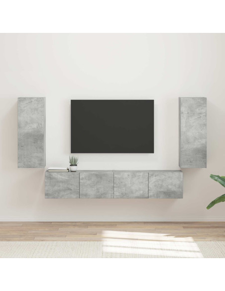 Set di Mobiletto da TV a Parete 4 pcs Grigio cemento