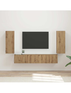 Set di Mobiletto da TV a Parete 4 pcs Rovere artigianale