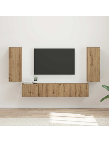 Set di Mobiletto da TV a Parete 4 pcs Rovere artigianale