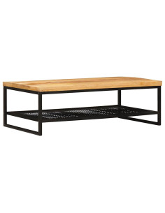 Tavolino da salotto Marrone e Nero Legno di mango massello