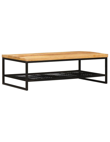 Tavolino da salotto Marrone e Nero Legno di mango massello