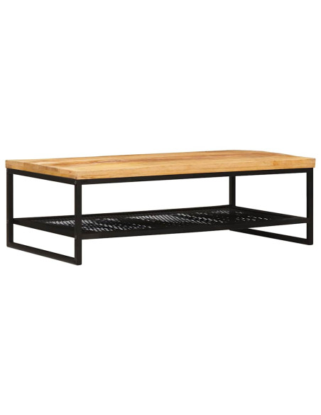 Tavolino da salotto Marrone e Nero Legno di mango massello