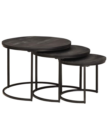 Tavoli da Caffè Nido 3 pcs Legno massello di mango e acciaio