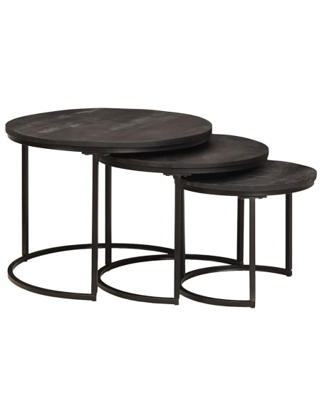 Tavoli da Caffè Nido 3 pcs Legno massello di mango e acciaio