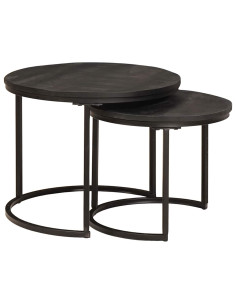 Tavoli da Caffè Nido 2 pcs Legno massello di mango e acciaio