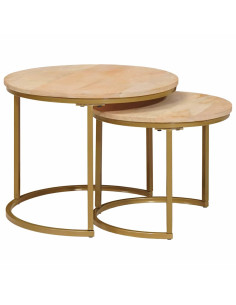 Tavoli da Caffè Nido 2 pcs Legno massello di mango e acciaio