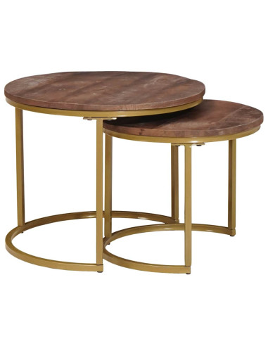 Tavoli da Caffè Nido 2 pcs Legno massello di mango e acciaio