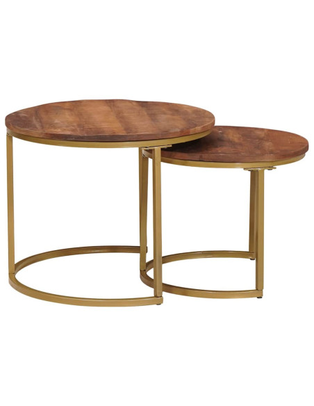 Tavoli da Caffè Nido 2 pcs Legno massello di mango e acciaio