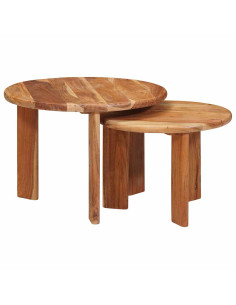 Tavoli da Caffè Nido 2 pcs Marrone Legno di Acacia Massello