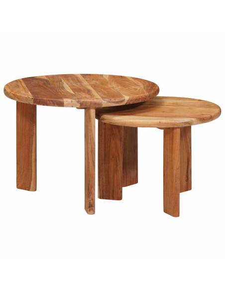 Tavoli da Caffè Nido 2 pcs Marrone Legno di Acacia Massello