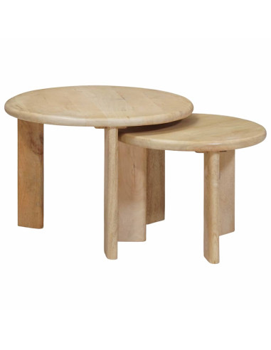 Tavoli da Caffè Nido 2 pcs Nero Legno di mango massello