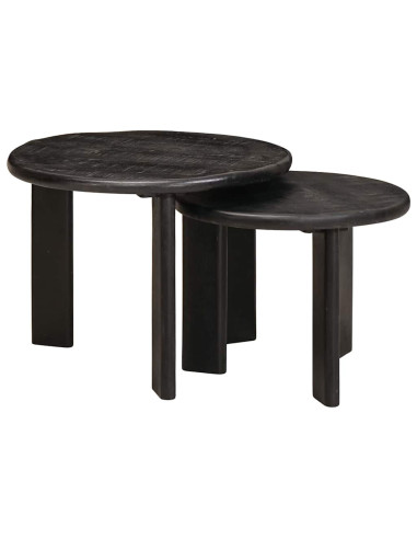 Tavoli da Caffè Nido 2 pcs Bianco Legno di mango massello