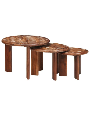 Tavoli da Caffè Nido 3 pcs Multicolore Legno massello riciclato