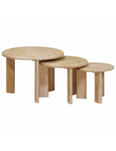 Tavoli da Caffè Nido 3 pcs Nero Legno di mango massello