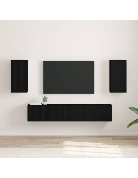 Mobile TV da parete 2 pcs Nero 30 x 31 x 60 cm
