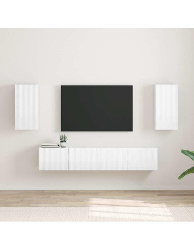 Mobile TV da parete 2 pcs Bianco Lucido 30 x 31 x 60 cm