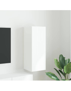 Mobile TV da parete Bianco 30 x 31 x 80 cm Legno multistrato