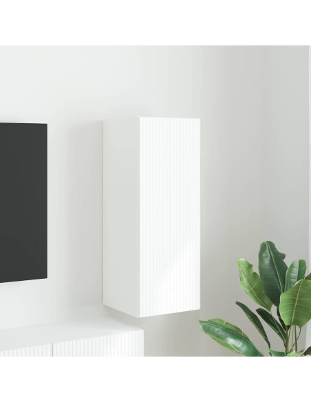 Mobile TV da parete Bianco 30 x 31 x 80 cm Legno multistrato