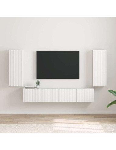 Mobile TV da parete 2 pcs Bianco 30 x 31 x 80 cm