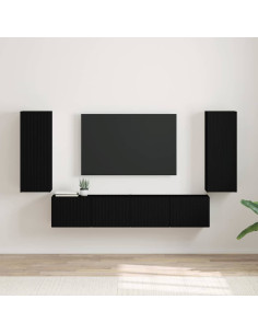 Mobile TV da parete 2 pcs Nero 30 x 31 x 80 cm
