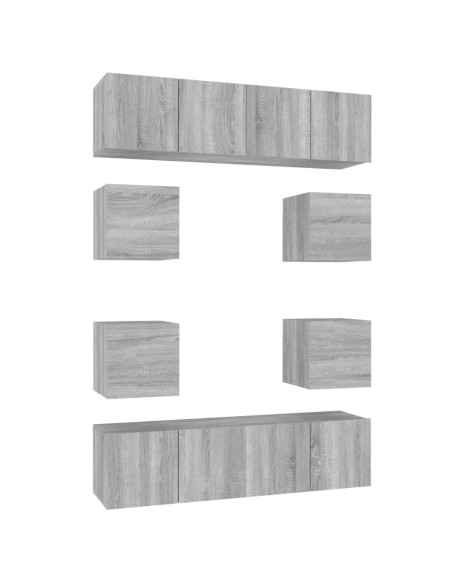 Set Mobili Porta TV 8pz Grigio Sonoma in Legno Multistrato