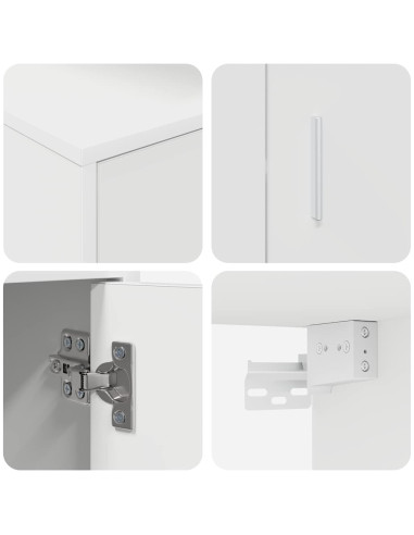 Set mobile TV Montaggio a parete 4 pcs Bianco Legno multistrato